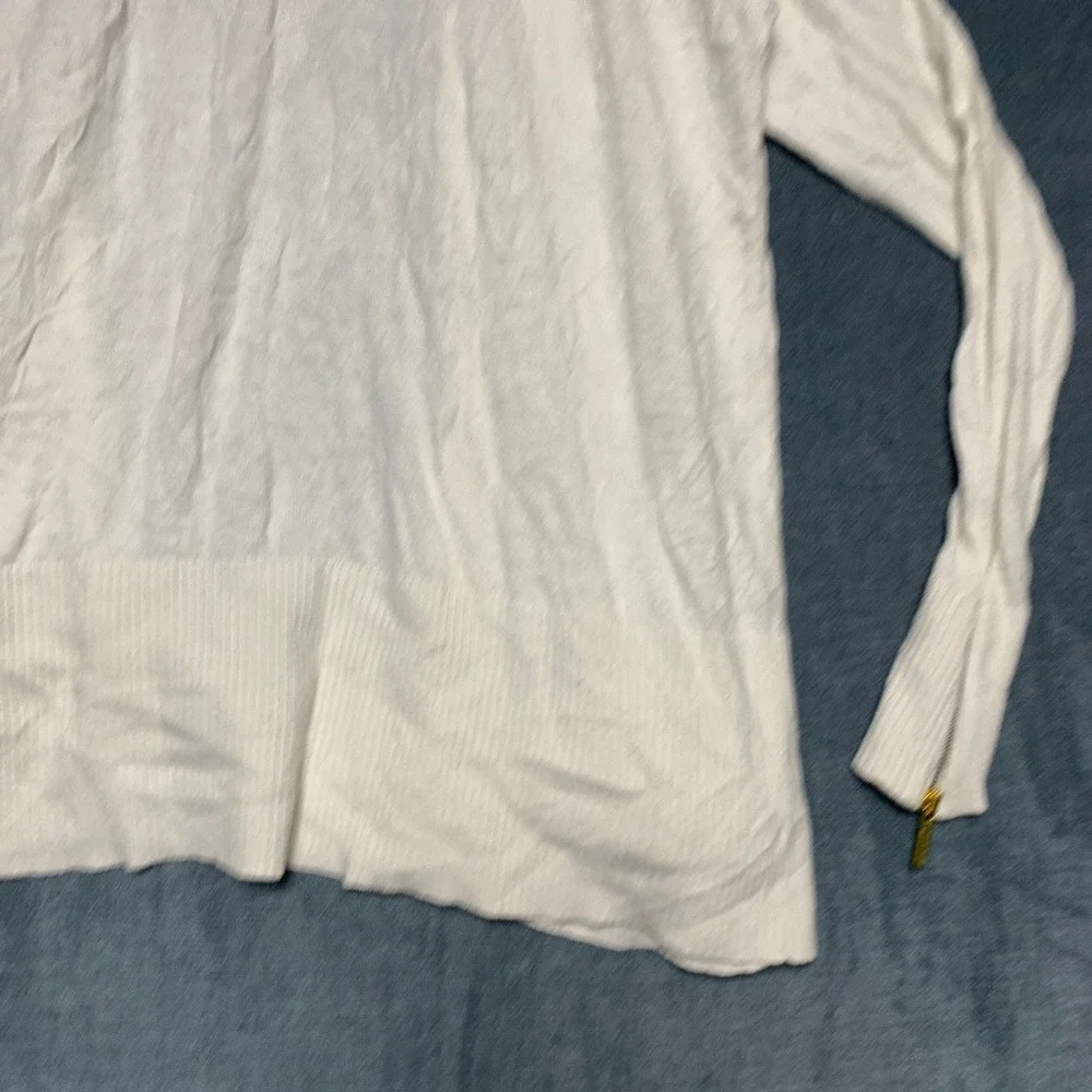 Michael Kors Cardigan Sweater Womens Large White Knit Sophisticated Open Front